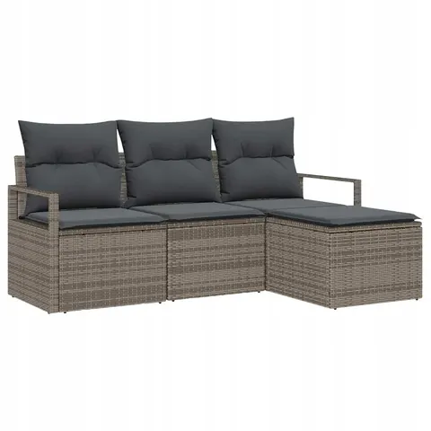 Zestaw Sof 4 pcs Szary polirattan vidaXL – zdjęcie 1