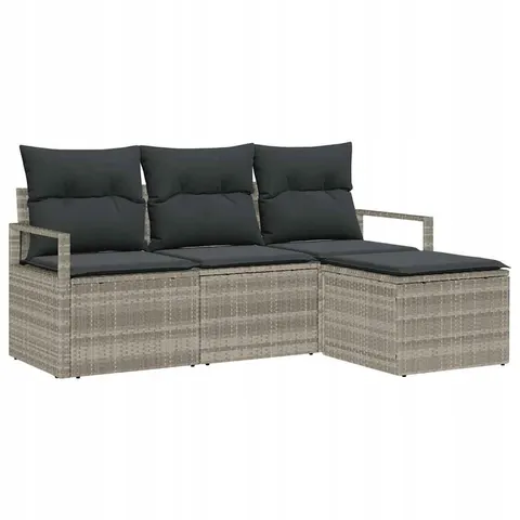 Zestaw Sof 4 pcs Jasnoszary polirattan vidaXL – zdjęcie 1