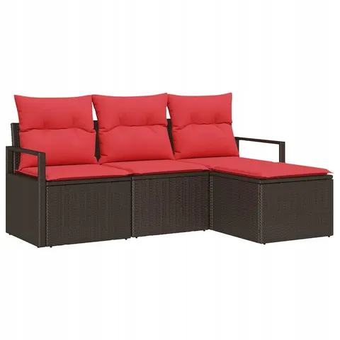 vidaXL Zestaw Sof 4 pcs Brązowy polirattan – zdjęcie 1