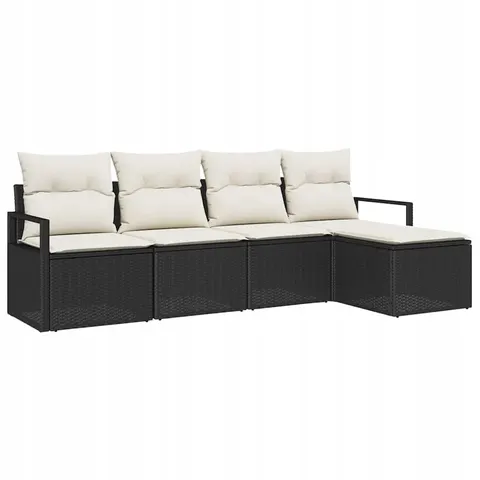 Zestaw Sof 5 pcs Czarny polirattan vidaXL – 959232 – zdjęcie 1