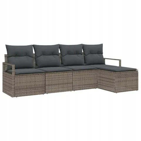 Zestaw Sof 5 pcs Szary polirattan vidaXL – zdjęcie 1