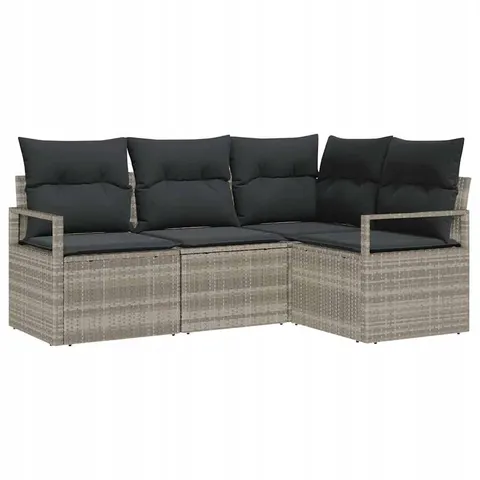 vidaXL Zestaw Sof 4 pcs Jasnoszary polirattan – zdjęcie 1