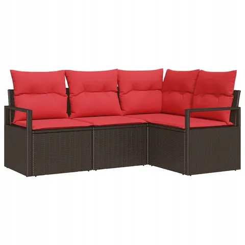 Zestaw Sof 4 pcs Brązowy polirattan vidaXL – zdjęcie 1
