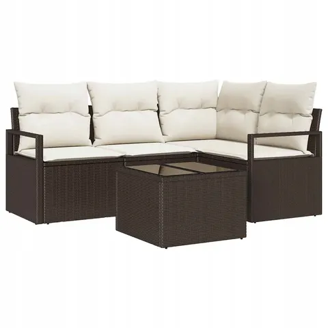 Zestaw Sof 5 pcs Brązowy polirattan vidaXL – 959546 – zdjęcie 1