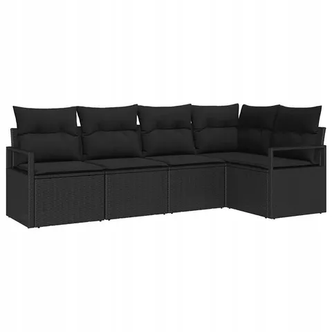 Zestaw Sof 5 pcs Czarny polirattan vidaXL – 959690 – zdjęcie 1