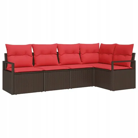 vidaXL Zestaw Sof 5 pcs Brązowy polirattan – zdjęcie 1