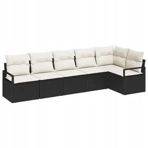 Zestaw Sof 6 pcs Czarny polirattan vidaXL – 959836 – zdjęcie 1