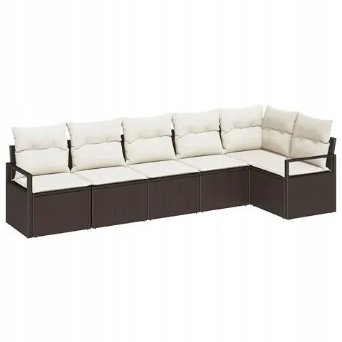 vidaXL Zestaw Sof 6 pcs Brązowy polirattan – zdjęcie 1