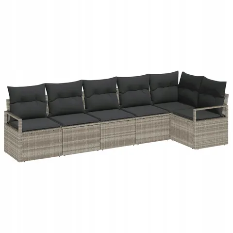 Zestaw Sof 6 pcs Jasnoszary polirattan vidaXL – zdjęcie 1