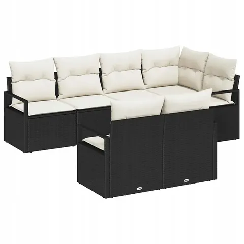Zestaw Sof 7 pcs Czarny polirattan vidaXL – 960030 – zdjęcie 1