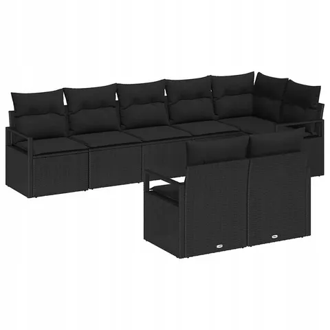Zestaw Sof 8 pcs Czarny polirattan vidaXL – 960191 – zdjęcie 1