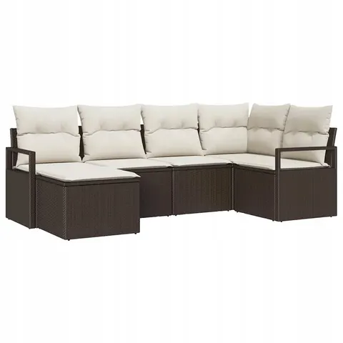 Zestaw Sof 6 pcs Brązowy polirattan vidaXL – 960344 – zdjęcie 1