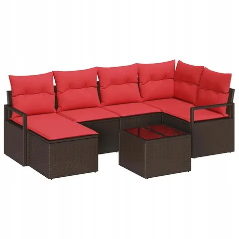 Zestaw Sof 7 pcs Brązowy polirattan vidaXL – 960504 – zdjęcie 1