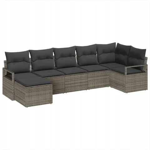 Zestaw Sof 7 pcs Szary polirattan vidaXL – zdjęcie 1