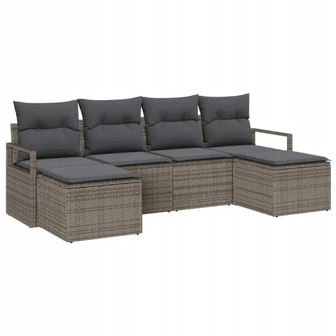 Zestaw Sof 6 pcs Szary polirattan vidaXL – zdjęcie 1