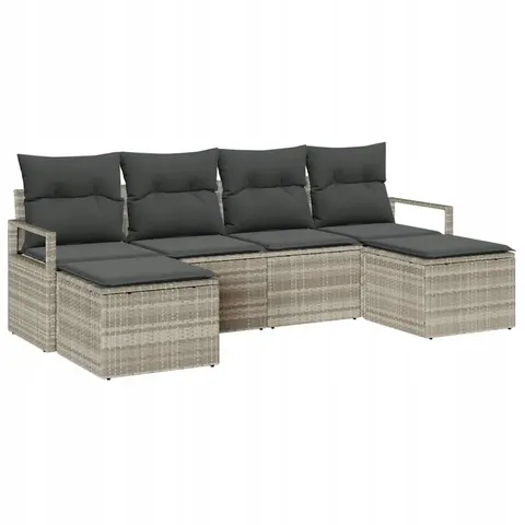 vidaXL Ensemble de Canapés 6 pc Gris clair polyrotin – 960788 – image 1