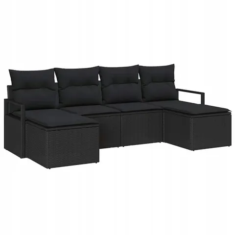 vidaXL Ensemble de Canapés 6 pc Noir polyrotin – 960795 – image 1