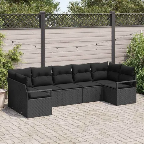 vidaXL Ensemble de Canapés 7 pc Noir polyrotin – 961198 – image 1