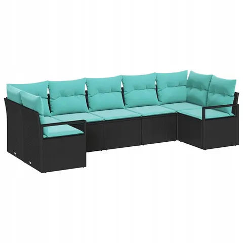 vidaXL Ensemble de Canapés 7 pc Noir polyrotin – 961228 – image 1