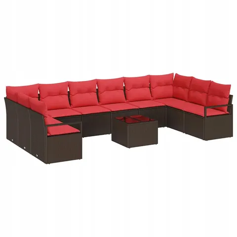 vidaXL Ensemble de Canapés 11 pc Marron polyrotin – image 1