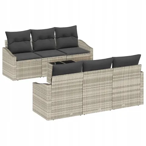 Ensemble de Canapés 7 pc Gris clair polyrotin vidaXL – 961983 – image 1