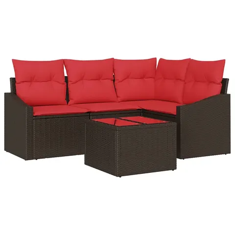 vidaXL Ensemble de Canapés 5 pc Marron polyrotin – 963000 – image 1