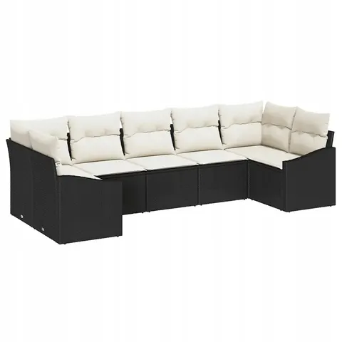 vidaXL Ensemble de Canapés 7 pc Noir polyrotin – 964533 – image 1