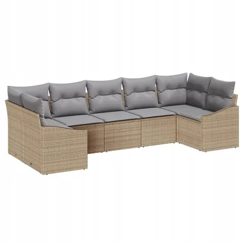 vidaXL Ensemble de Canapés 7 pc Beige polyrotin – 964564 – image 1