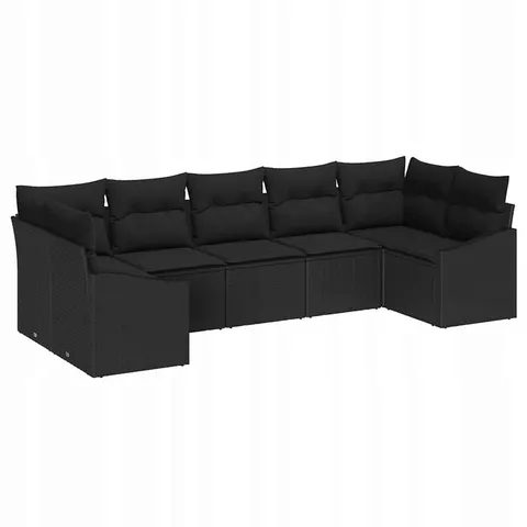 vidaXL Ensemble de Canapés 7 pc Noir polyrotin – 964595 – image 1