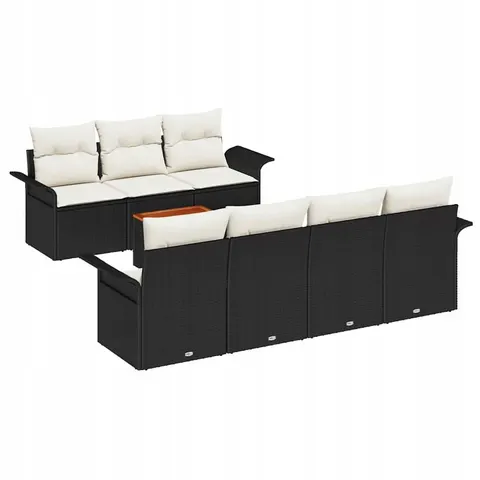 vidaXL Ensemble de canapé de jardin 8 pc Noir polyrotin – 973993 – image 1