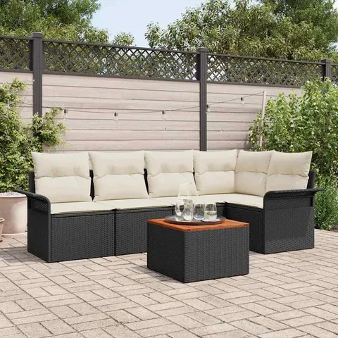 vidaXL Ensemble de canapé de jardin 6 pc Noir polyrotin – 974419 – image 1