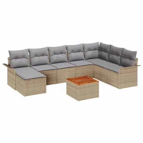 vidaXL Ensemble de canapé de jardin 9 pc Beige polyrotin – 974785 – image 1