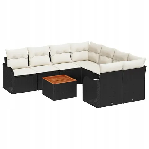 vidaXL Ensemble de canapé de jardin 9 pc Noir polyrotin – 975461 – image 1