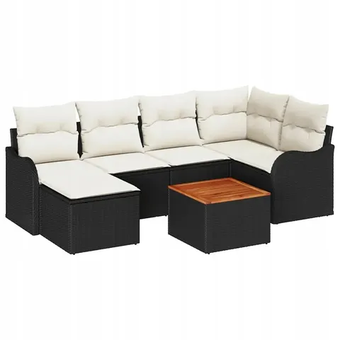 vidaXL Ensemble de canapé de jardin 7 pc Noir polyrotin – 975881 – image 1