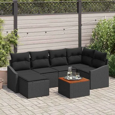 vidaXL Ensemble de canapé de jardin 7 pc Noir polyrotin – 979704 – image 1