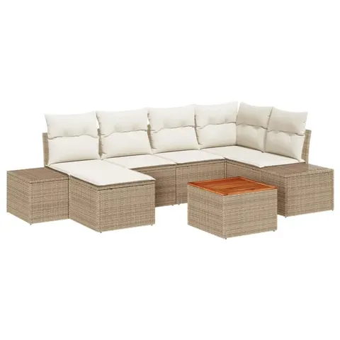 vidaXL Ensemble de canapé de jardin 7 pc Beige polyrotin – 980953 – image 1
