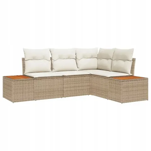vidaXL Ensemble de canapé de jardin 5 pc Beige Poly rotin – 981912 – image 1