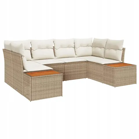 vidaXL Ensemble de canapé de jardin 6 pc Beige polyrotin – 982711 – image 1