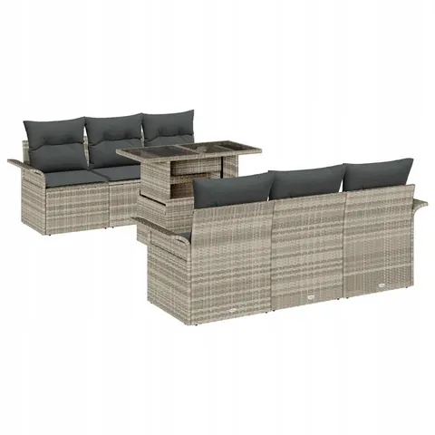 vidaXL Ensemble de canapé de jardin 7 pc Gris clair polyrotin – 983220 – image 1