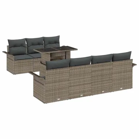vidaXL Ensemble de canapé de jardin 8 pc Gris polyrotin – 983398 – image 1