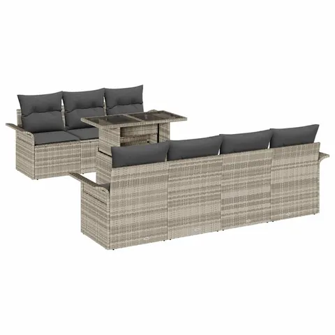 vidaXL Ensemble de canapé de jardin 8 pc Gris clair polyrotin – 983428 – image 1