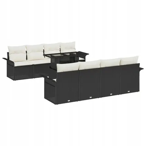 vidaXL Ensemble de canapé de jardin 9 pc Noir polyrotin – 983572 – image 1