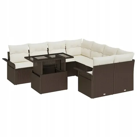 vidaXL Ensemble de canapé de jardin 9 pc Marron polyrotin – 983688 – image 1