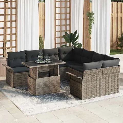 vidaXL Ensemble de canapé de jardin 9 pc Gris polyrotin – 983695 – image 1