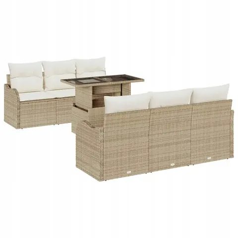vidaXL Ensemble de canapé de jardin 7 pc Beige polyrotin – 985019 – image 1