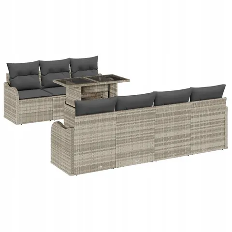 vidaXL Ensemble de canapé de jardin 8 pc Gris clair polyrotin – 985224 – image 1