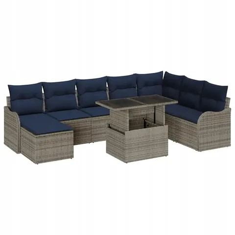 vidaXL Ensemble de canapé de jardin 9 pc Gris Poly rotin – 986351 – image 1