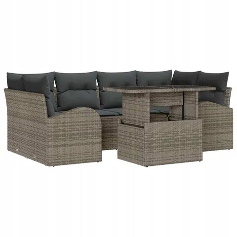 vidaXL Ensemble de canapé de jardin 7 pc Gris polyrotin – 986894 – image 1