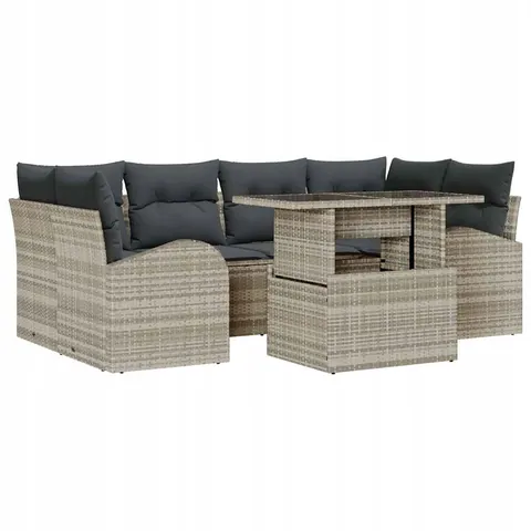 vidaXL Ensemble de canapé de jardin 7 pc Gris clair polyrotin – 986924 – image 1