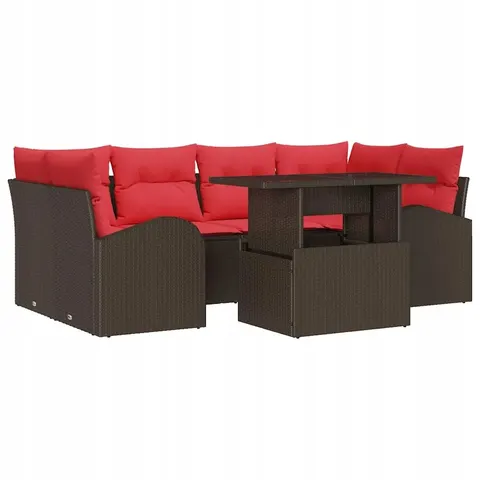 vidaXL Ensemble de canapé de jardin 7 pc Marron polyrotin – 986948 – image 1